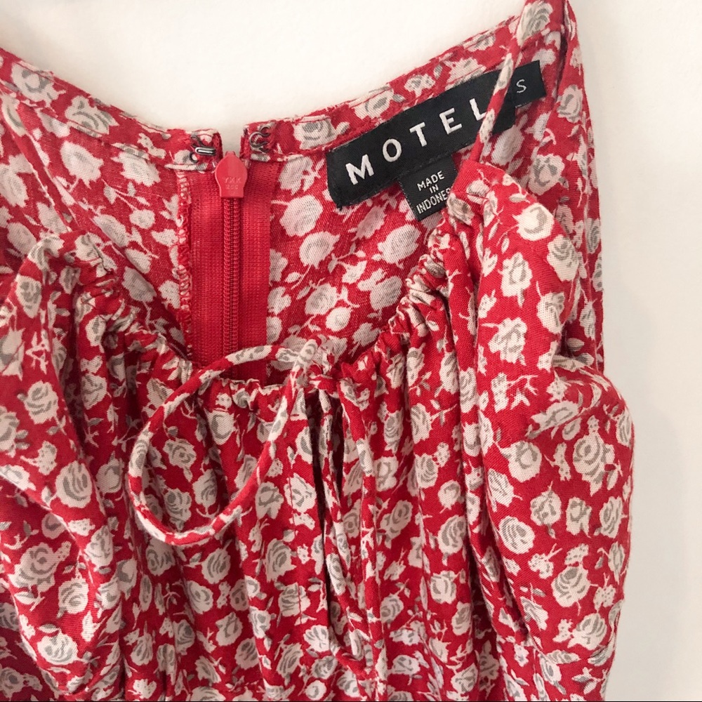 MOTEL ROCKS Red floral slip dress